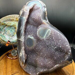 Amethyst Agate Geode "Eye" Sparkle Crystal 7lbs, 3175g Statement Piece Natural E